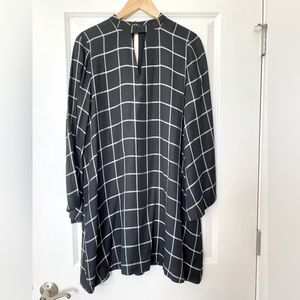 LOFT Black Checkered Long Sleeve Dress - size M